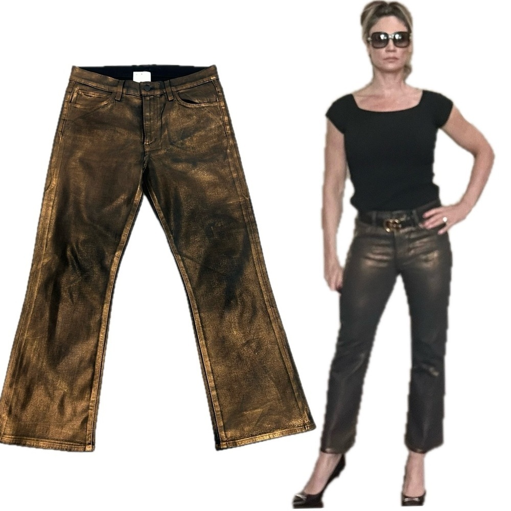 Joe’s jeans metallic bronze cropped high rise stretchy Sz 28 NWOT